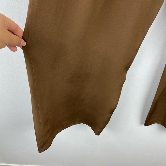 Vintage High Rise Salvatore Ferragamo 100% Silk Caramel - Picture 7 of 9